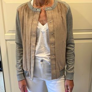 Ecru Suede Cardigan Sweater